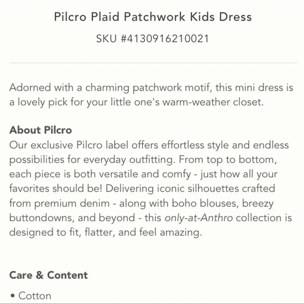 Anthropologie Pilcro Plaid Patchwork Kids Dress Size 4T NWT - Picture 4 of 6